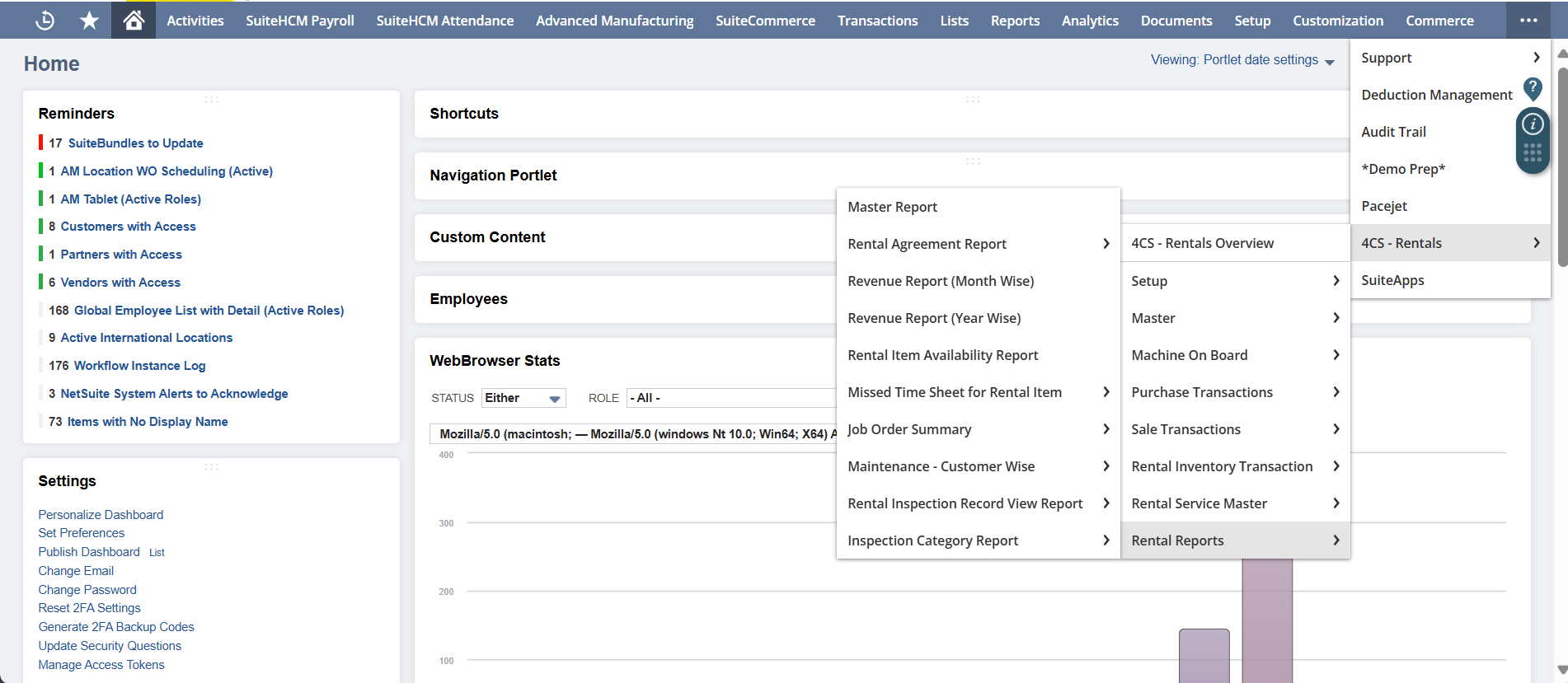 Rental Module Dashboard